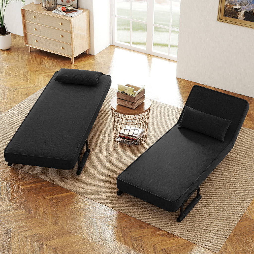 Daluvenix 4 in 1 Convertible Sofa Bed Sleeper Chair with a Pillow, 5 Position Modern Single Person Chaise Lounge Couch , Linen Folding Bed for Living Room Office