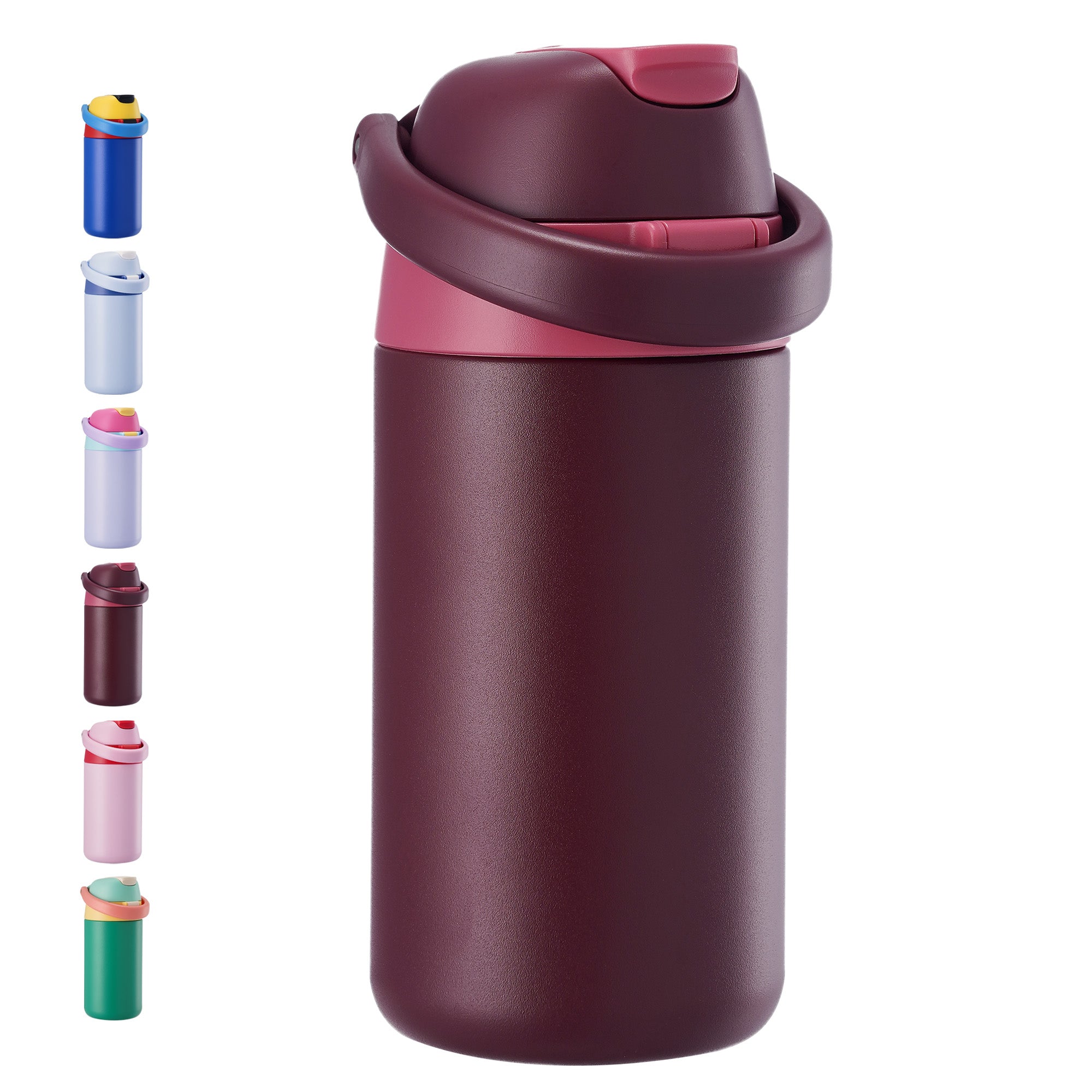 Daluvenix 14oz Kids Insulated Water Bottle with Straw Lids, 2-in-1 Straw and Chug Water Bottle for kids for Sports and School, Leakproof Stainless Steel Toddler Water Bottle BPA Free