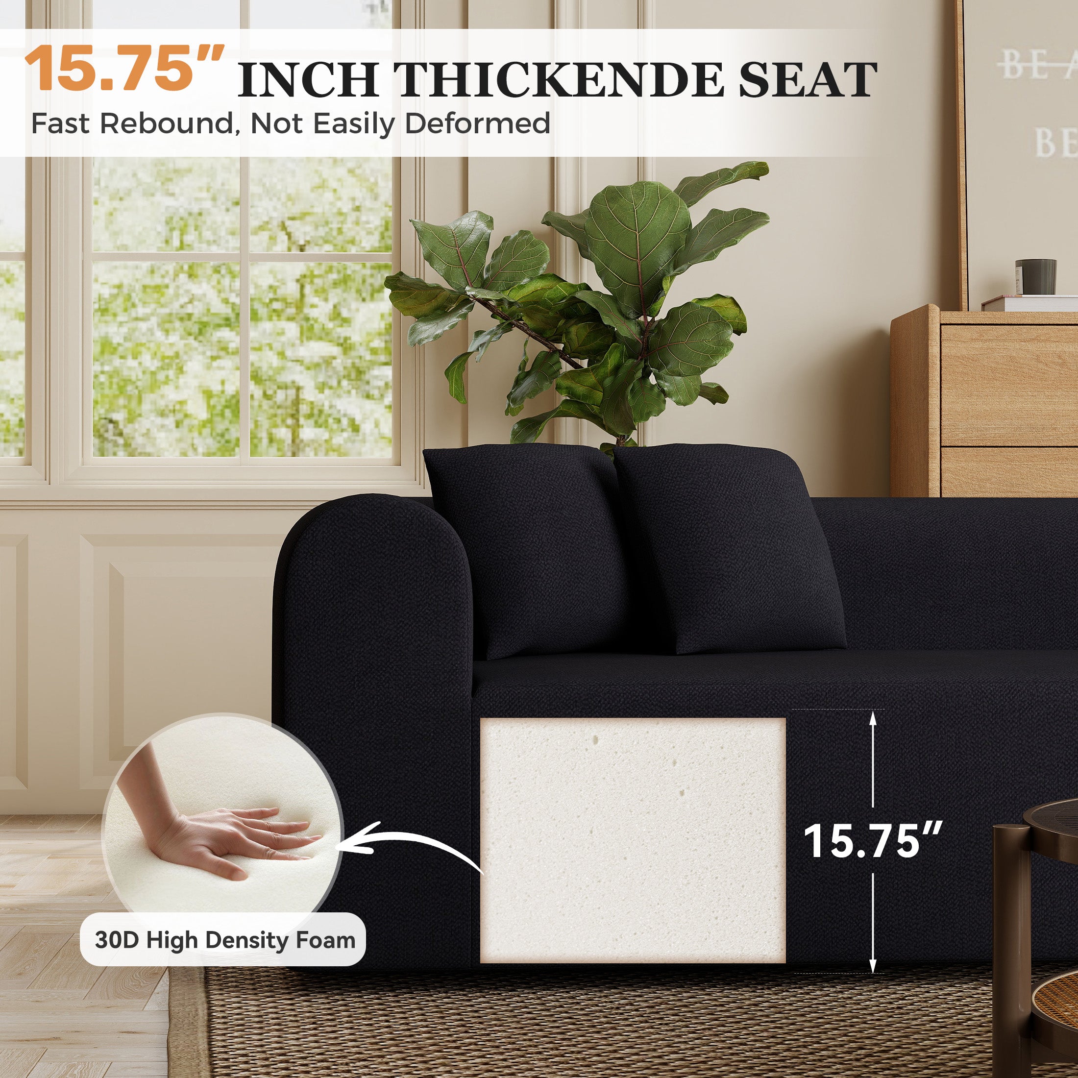 Daluvenix Modern Curved Sofa 126'' Oversized Boneless Cloud Sectional Couch