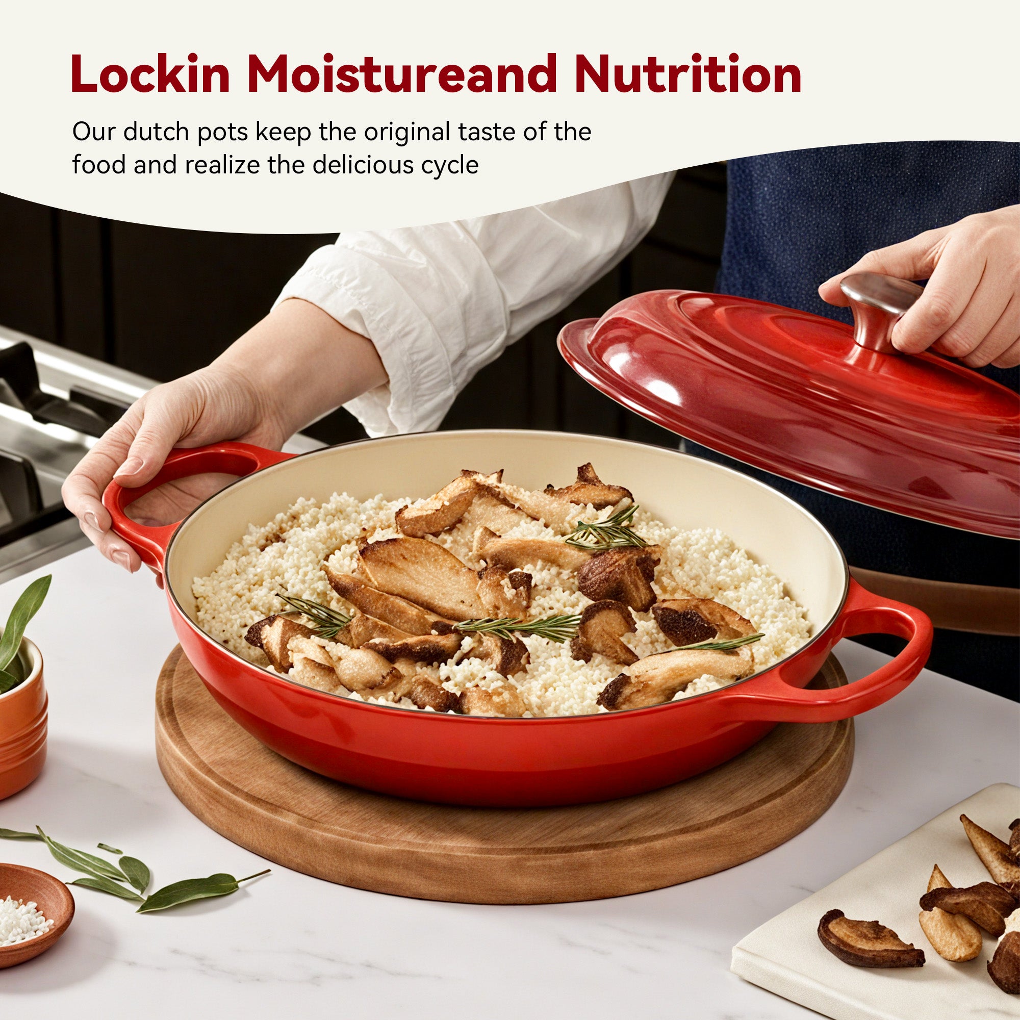 Daluvenix 3 Quart Cast Iron Dutch Oven for Cooking/Stewing – Enameled, Nonstick, Dual Handles, Oven & Stovetop Friendly