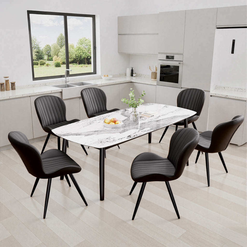 Daluvenix Modern Dining Chairs Set of 2/4 Upholstered Comfy Fabric Kitchen & Dining Room Chairs with Metal Legs & Thick Cushions for Living Room