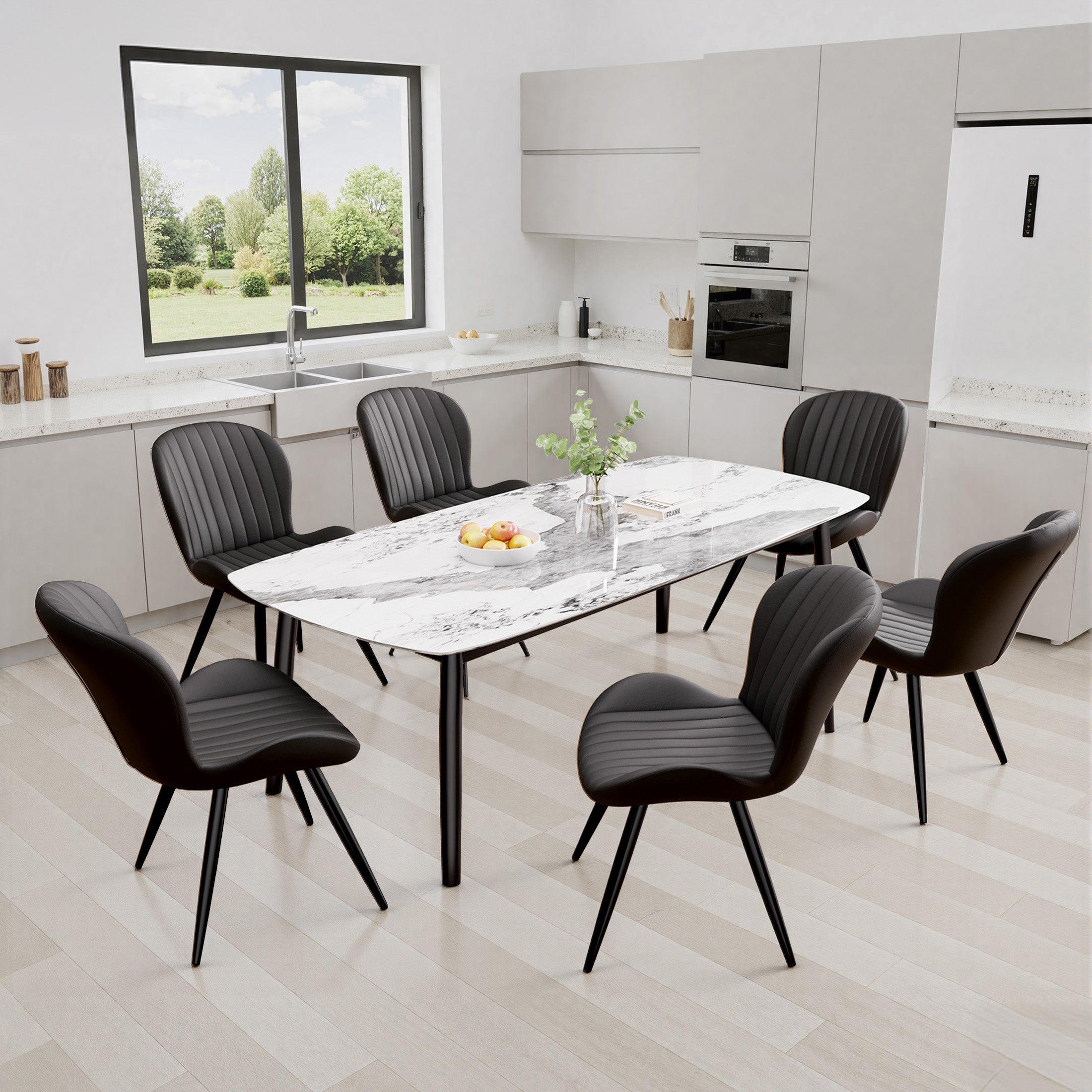 Daluvenix Modern Dining Chairs Set of 2/4 Upholstered Comfy Fabric Kitchen & Dining Room Chairs with Metal Legs & Thick Cushions for Living Room