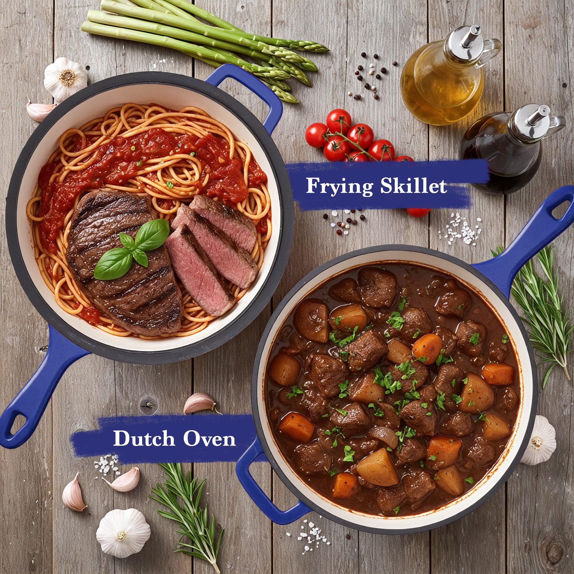 Daluvenix 2 in 1 Cast Iron Dutch Oven Pot with Skillet Lid 3+1.5qt Enamel Dutch Oven Dual Handle