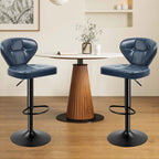 Daluvenix Adjustable Swivel Bar Stools Set of 2 with Backrest, Mid-Century PU Leather Upholstered Bar Chairs for Kitchen Island, 21.65"-31.5" Seat Height