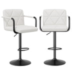 Daluvenix Bar Stools Set of 2 Black PU Leather Adjustable Swivel Barstools
