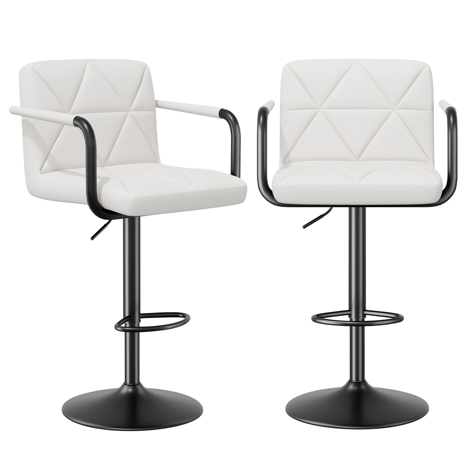 Daluvenix Bar Stools Set of 2 Black PU Leather Adjustable Swivel Barstools