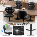 Daluvenix Adjustable Swivel Bar Stools Set of 2 with Backrest, Mid-Century PU Leather Upholstered Bar Chairs for Kitchen Island, 21.65"-31.5" Seat Height