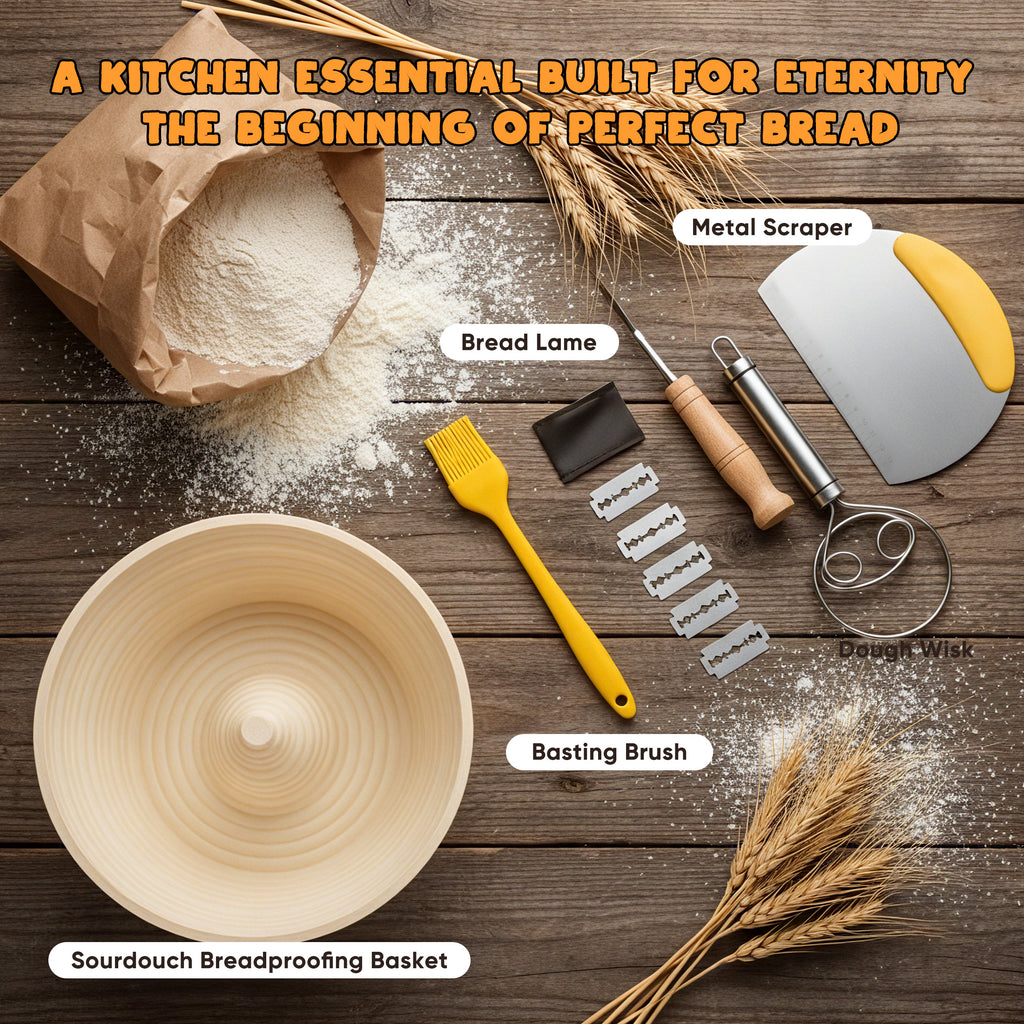 Daluvenix 6.5QT Cast Iron Dutch Oven for Bread Baking, Dutch Oven Pot with Lid Pre-Seasoned Cast Iron Cookware, Includes Dutch Oven Baking Pan, Proofing Basket Dough Tools for Sourdough Frying BBQ