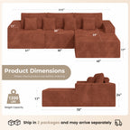 Daluvenix 111” Modular Sectional Sofa Cloud Sectional Couch with L-Shape Chaise