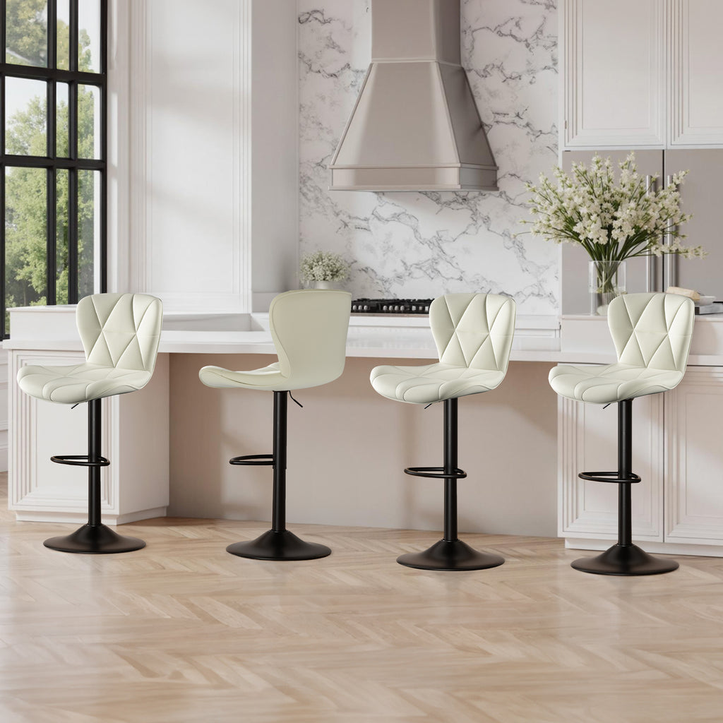 Daluvenix Modern Bar Stools Set of 1/2/3/4, Adjustable Swivel Counter Height Bar Chairs with Back, Faux Leather Upholstered for Kitchen Island