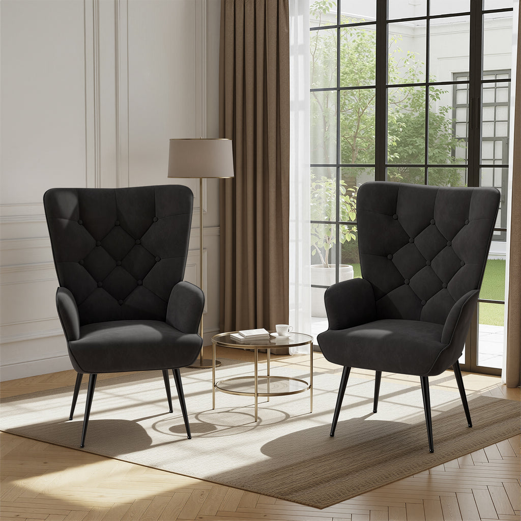 Daluvenix Adjustable Legs Accent Chair, Velvet/Leather Upholstery, High Wide Armrest & Thick Pad, 300LBS Weight Capacity Single Sofa