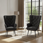Daluvenix Adjustable Legs Accent Chair, Velvet/Leather Upholstery, High Wide Armrest & Thick Pad, 300LBS Weight Capacity Single Sofa