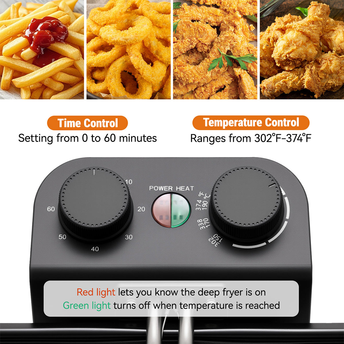 Daluvenix Electric Deep Fryer, 3L/5L Capacity with A Frying Basket, 1700W Power, Time & Temperature Control, Stainless Steel, Dishwasher Safe Lid & Baskets, Home Use Fryer with View Window & Odor
