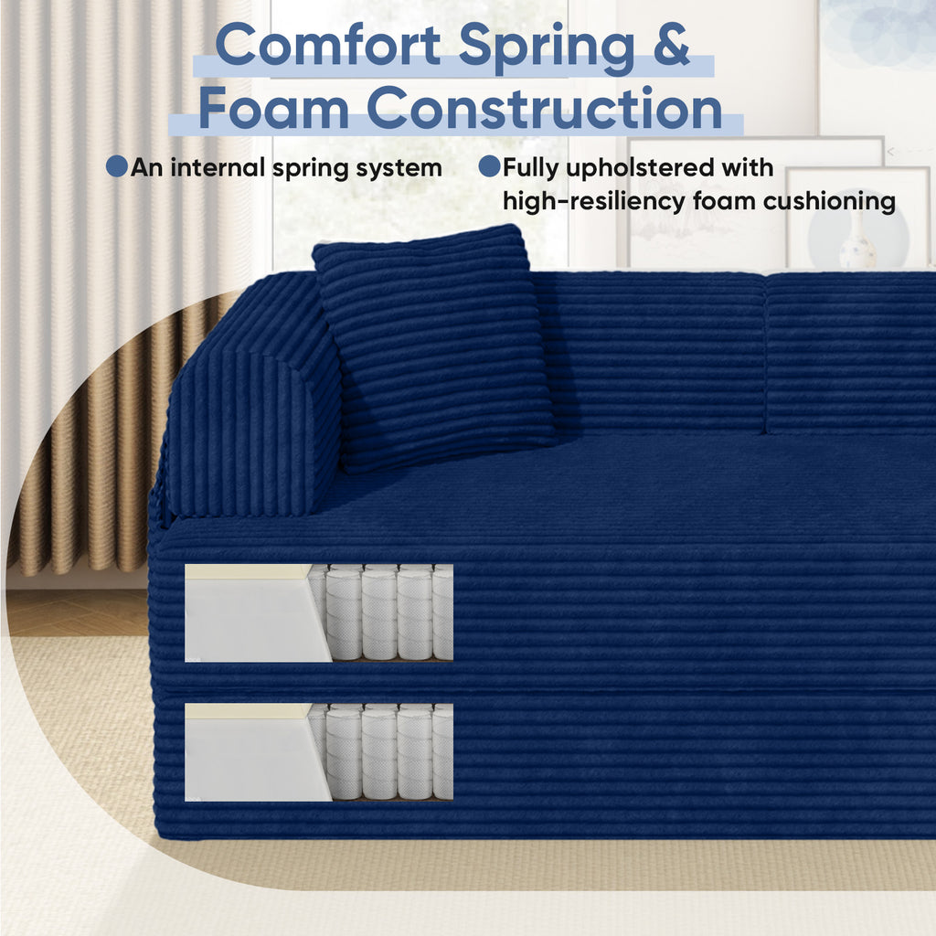 Daluvenix 4-in-1 Folding Convertible Sofa Bed 81 Inch Oversized Corduroy Upholstered Boneless Couch Loveseat Sleeper with Pull Out Bed
