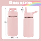 Daluvenix 12 oz Kids Water Bottle, Toddler Water Bottle 2-in-1 Straw and Chug, Stainless Steel Insulated Bottle for Kids, BPA-Free, Leak-Proof