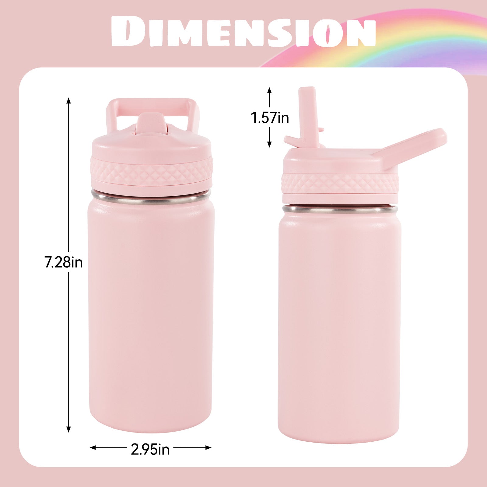 Daluvenix 12 oz Kids Water Bottle, Toddler Water Bottle 2-in-1 Straw and Chug, Stainless Steel Insulated Bottle for Kids, BPA-Free, Leak-Proof