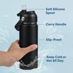 Daluvenix Stainless Steel Water Bottle with Straw Lid, 18oz / 24oz Vacuum Insulated Water Bottles for Sports, Travel