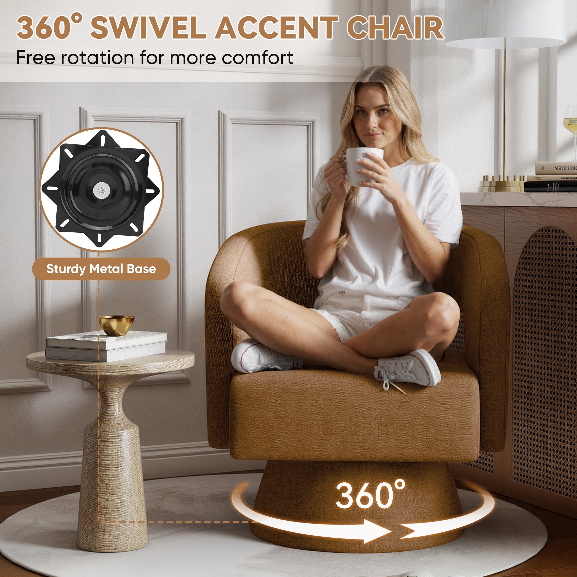 Daluvenix 360° Swivel Accent Chair Modern Luxury Barrel Chairs