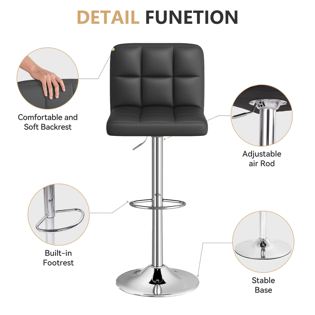 Daluvenix Swivel Bar stools set of 2 Modern PU Leather Barstools with Midback