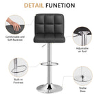 Daluvenix Swivel Bar stools set of 2 Modern PU Leather Barstools with Midback