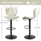 Daluvenix Modern Bar Stools Set of 1/2/3/4, Adjustable Swivel Counter Height Bar Chairs with Back, Faux Leather Upholstered for Kitchen Island