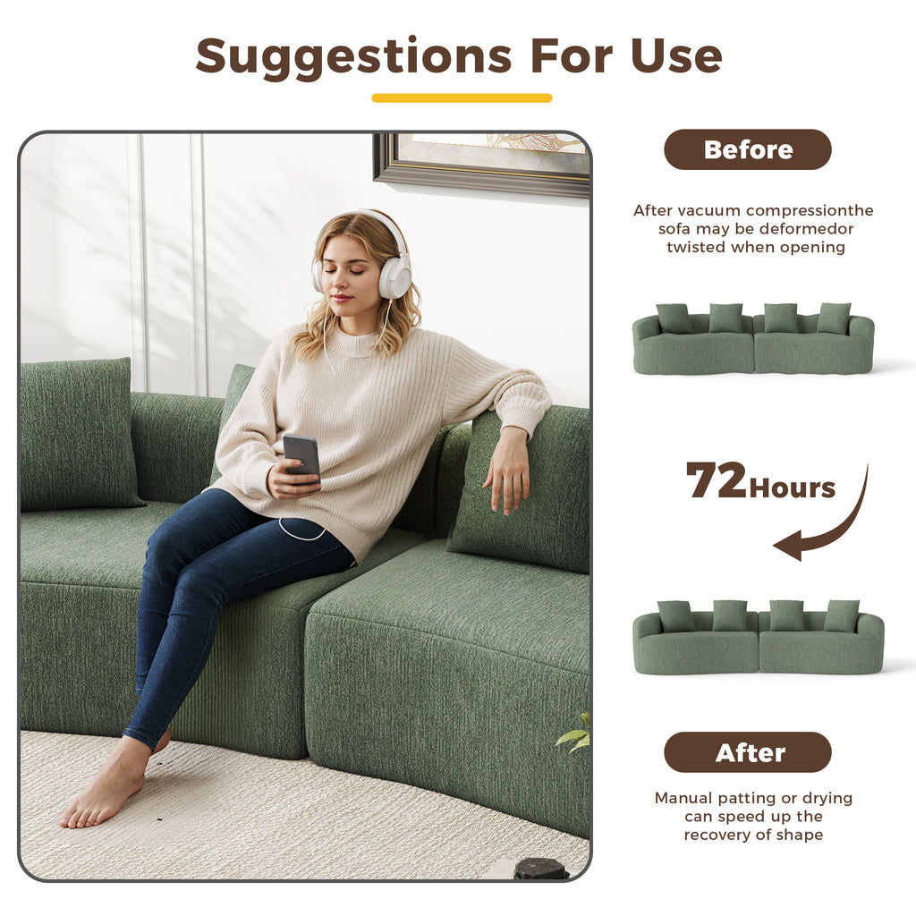 Daluvenix 110" Modular Sectional Sofa Modern 4 Seater Curved Sofa Couch for Living Room