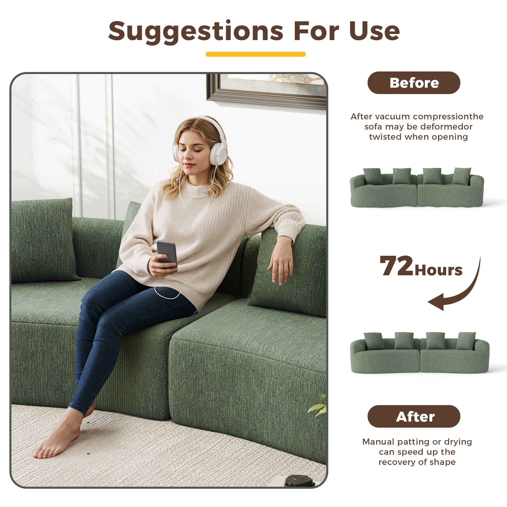 Daluvenix 110" Modular Sectional Sofa Modern 4 Seater Curved Sofa Couch for Living Room