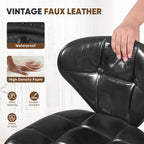 Daluvenix Adjustable Swivel Bar Stools Set of 2 with Backrest, Mid-Century PU Leather Upholstered Bar Chairs for Kitchen Island, 21.65"-31.5" Seat Height
