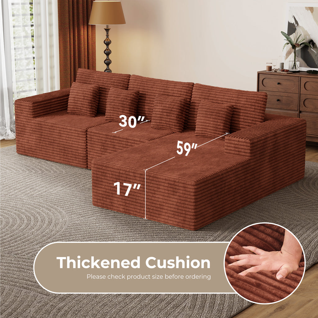Daluvenix 111” Modular Sectional Sofa Cloud Sectional Couch with L-Shape Chaise