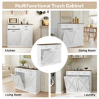 Daluvenix Double Tilt Out Trash Can Cabinet for 2 Bins,Hidden Trash Bin Storage Cabinet with Hideaway Drawers,Pet Proof Trash Can Holder for 2 x 10 Gallon , Kitchen, Dining Room, Living Room