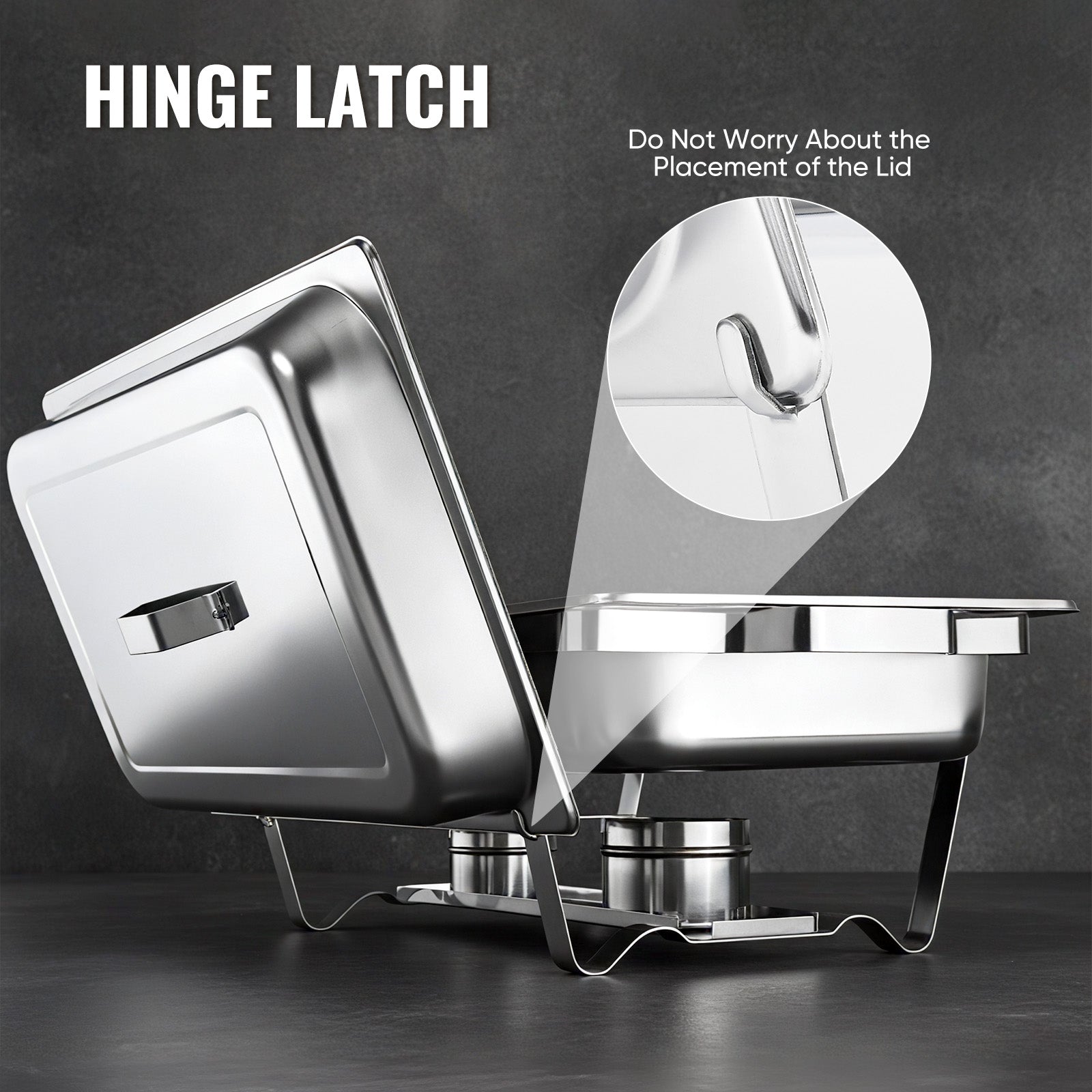 Daluvenix 4 Pack Chafing Dish Full Set 8QT Stainless Steel Rectangular Catering Chafer
