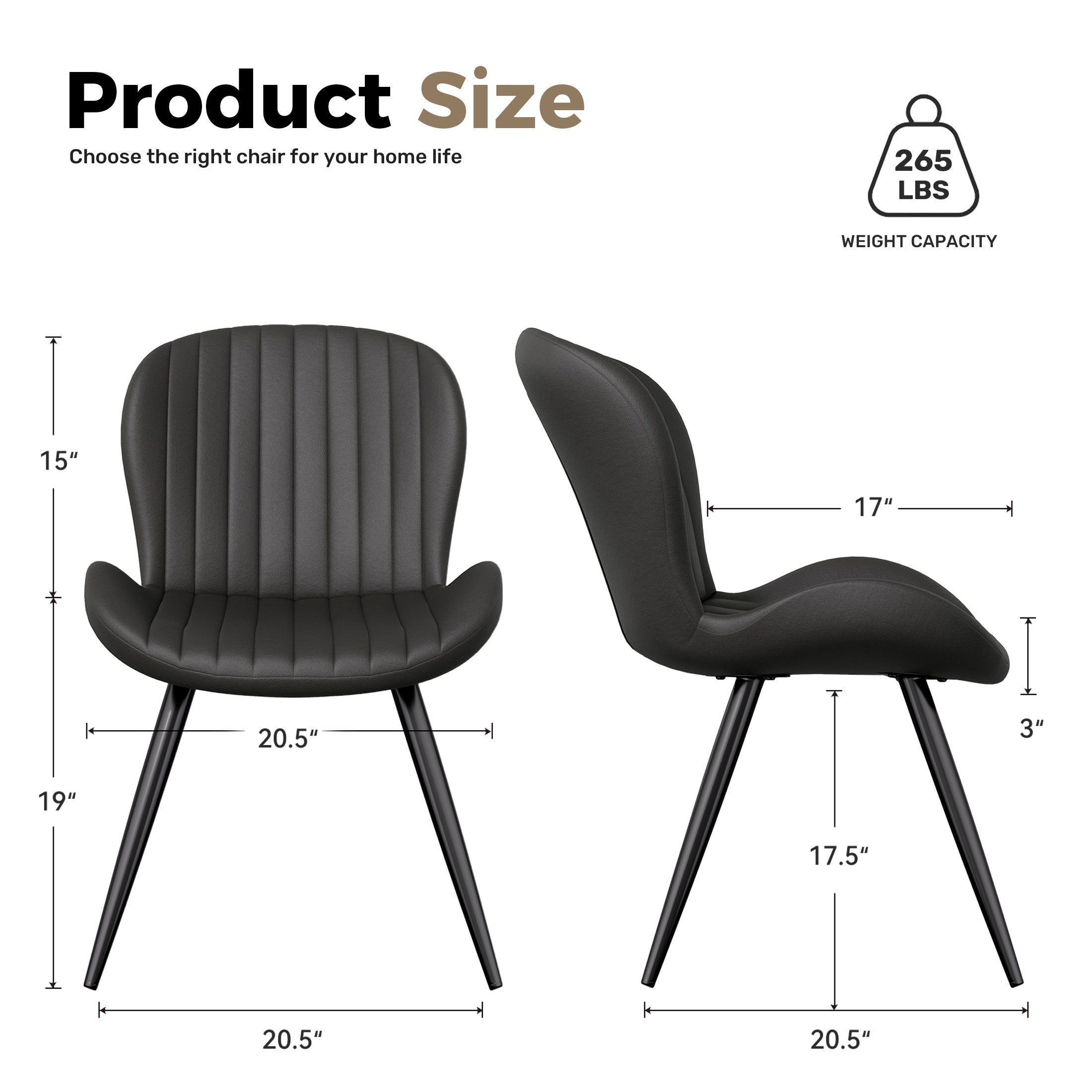 Daluvenix Modern Dining Chairs Set of 2/4 Upholstered Comfy Fabric Kitchen & Dining Room Chairs with Metal Legs & Thick Cushions for Living Room