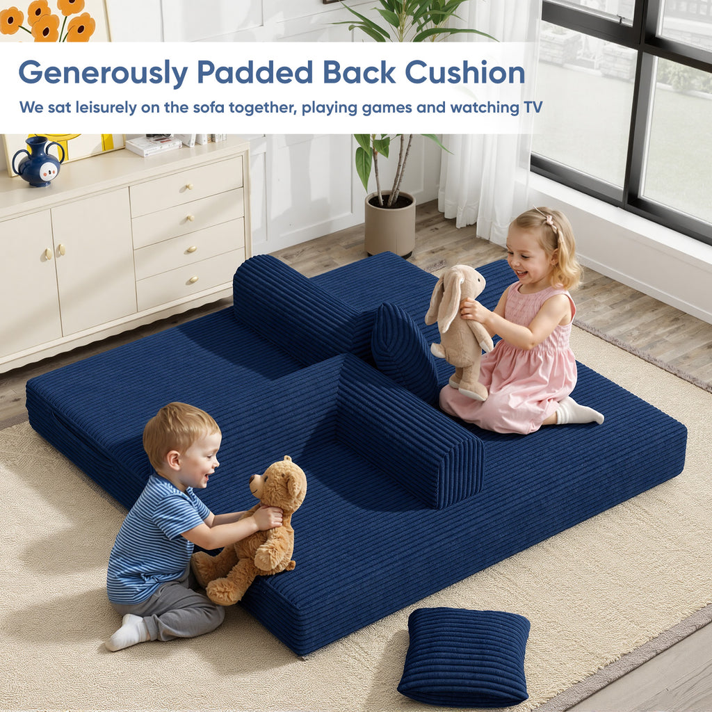 Daluvenix 4-in-1 Folding Convertible Sofa Bed 81 Inch Oversized Corduroy Upholstered Boneless Couch Loveseat Sleeper with Pull Out Bed