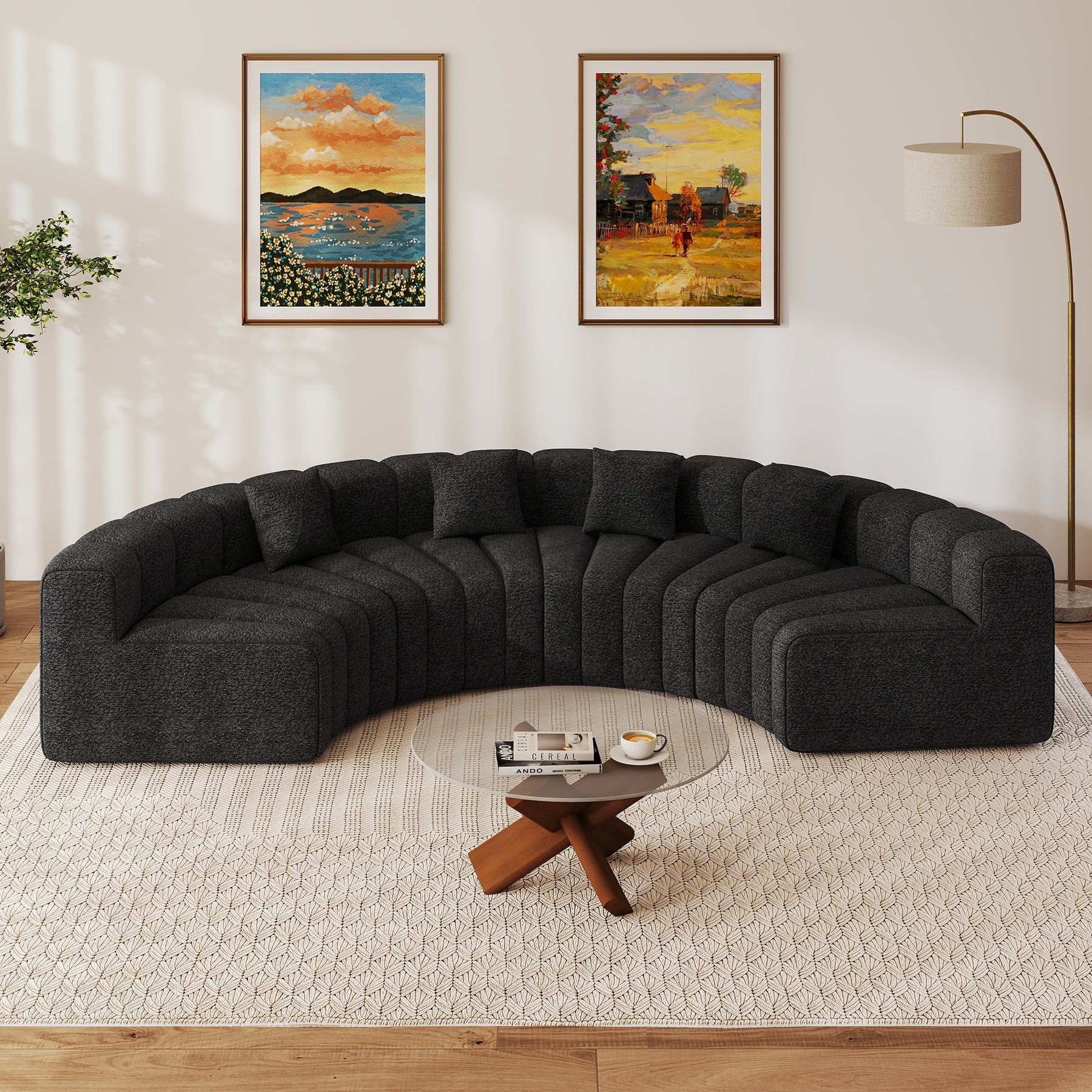 Daluvenix 128''Oversized Round Curved Sofa Modern Round Modular Sectional Sofa