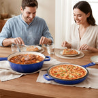 Daluvenix 2 in 1 Cast Iron Dutch Oven Pot with Skillet Lid 3+1.5qt Enamel Dutch Oven Dual Handle