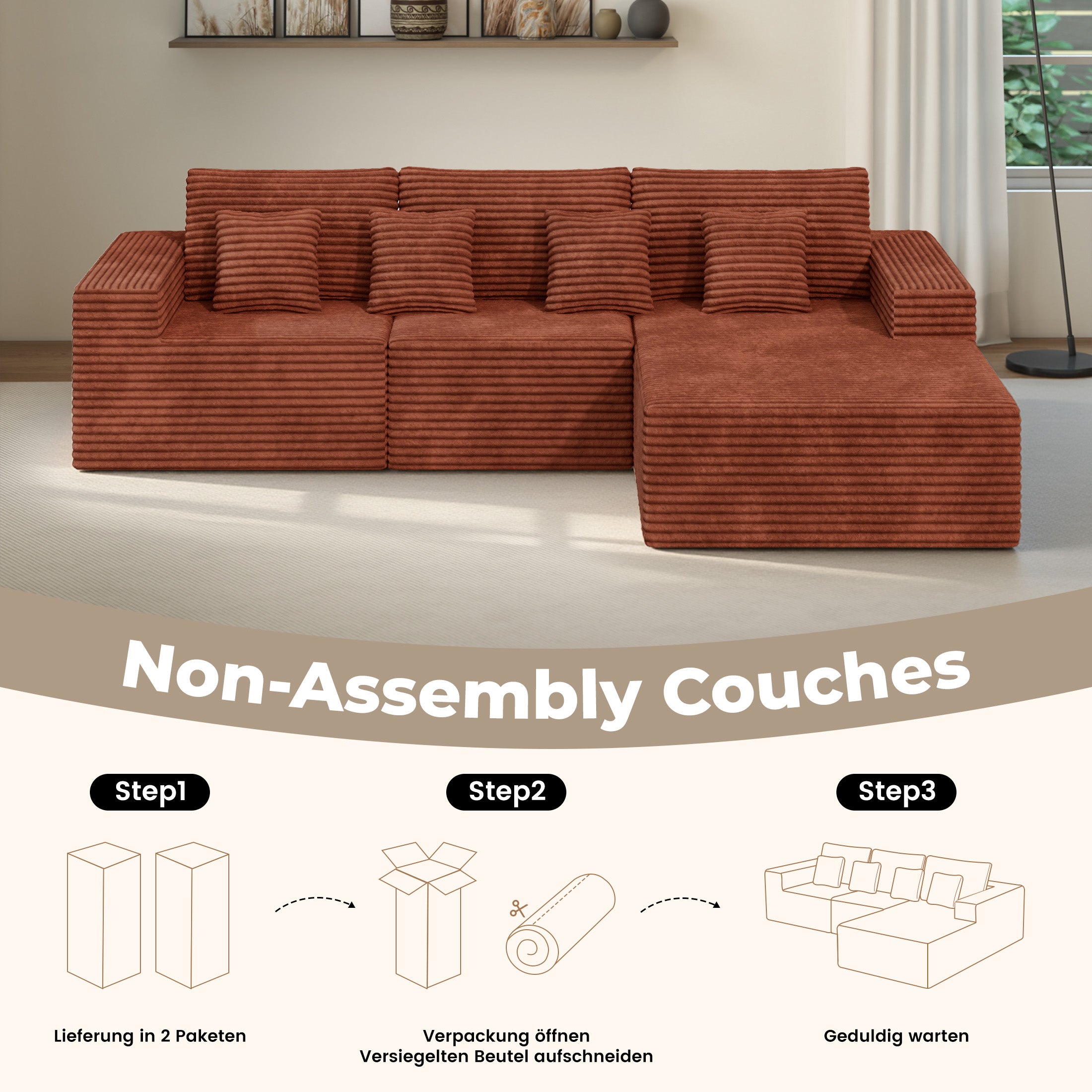 Daluvenix 111” Modular Sectional Sofa Cloud Sectional Couch with L-Shape Chaise