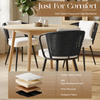 Daluvenix Rattan Dining Chairs Set of 2 Accent Chairs with Rattan Backrest & Teddy Fleece Fabric Cushion