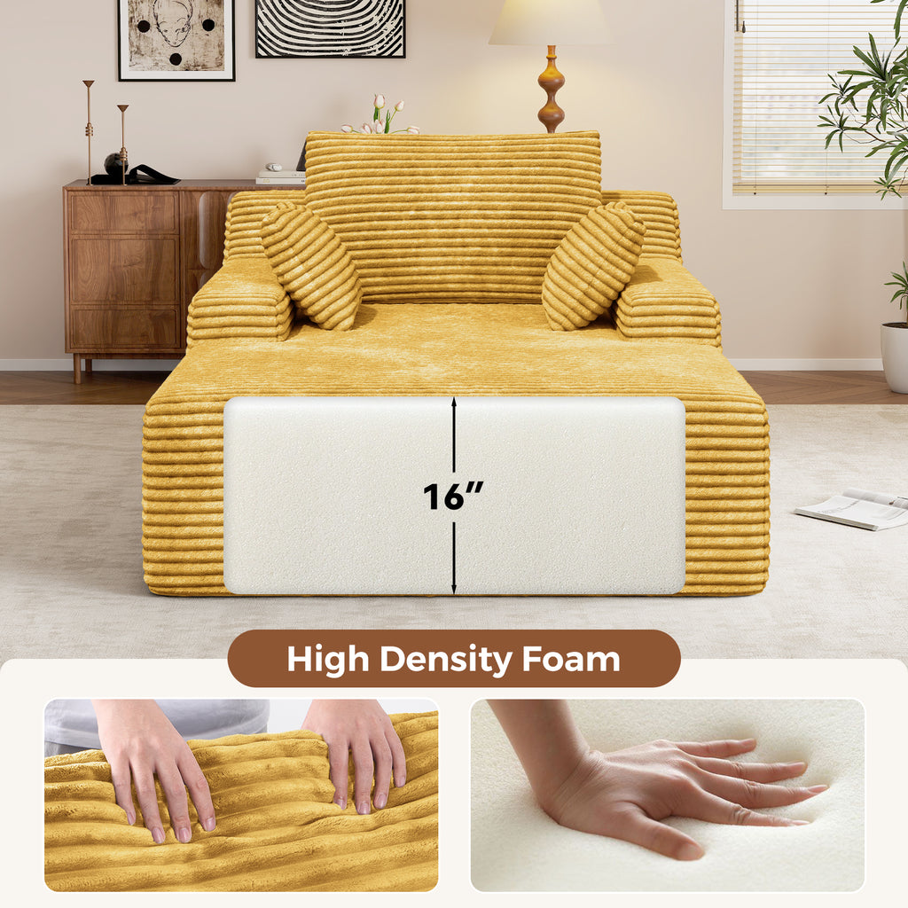 Daluvenix 51 Inch Chaise Lounge Chair Indoor Oversized Corduroy Upholstered Boneless Sofa Bed