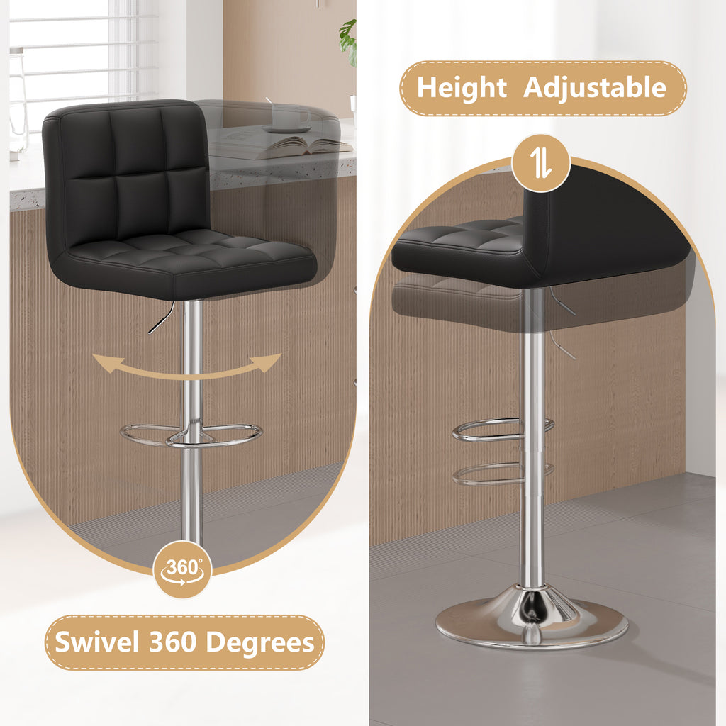 Daluvenix Swivel Bar stools set of 2 Modern PU Leather Barstools with Midback