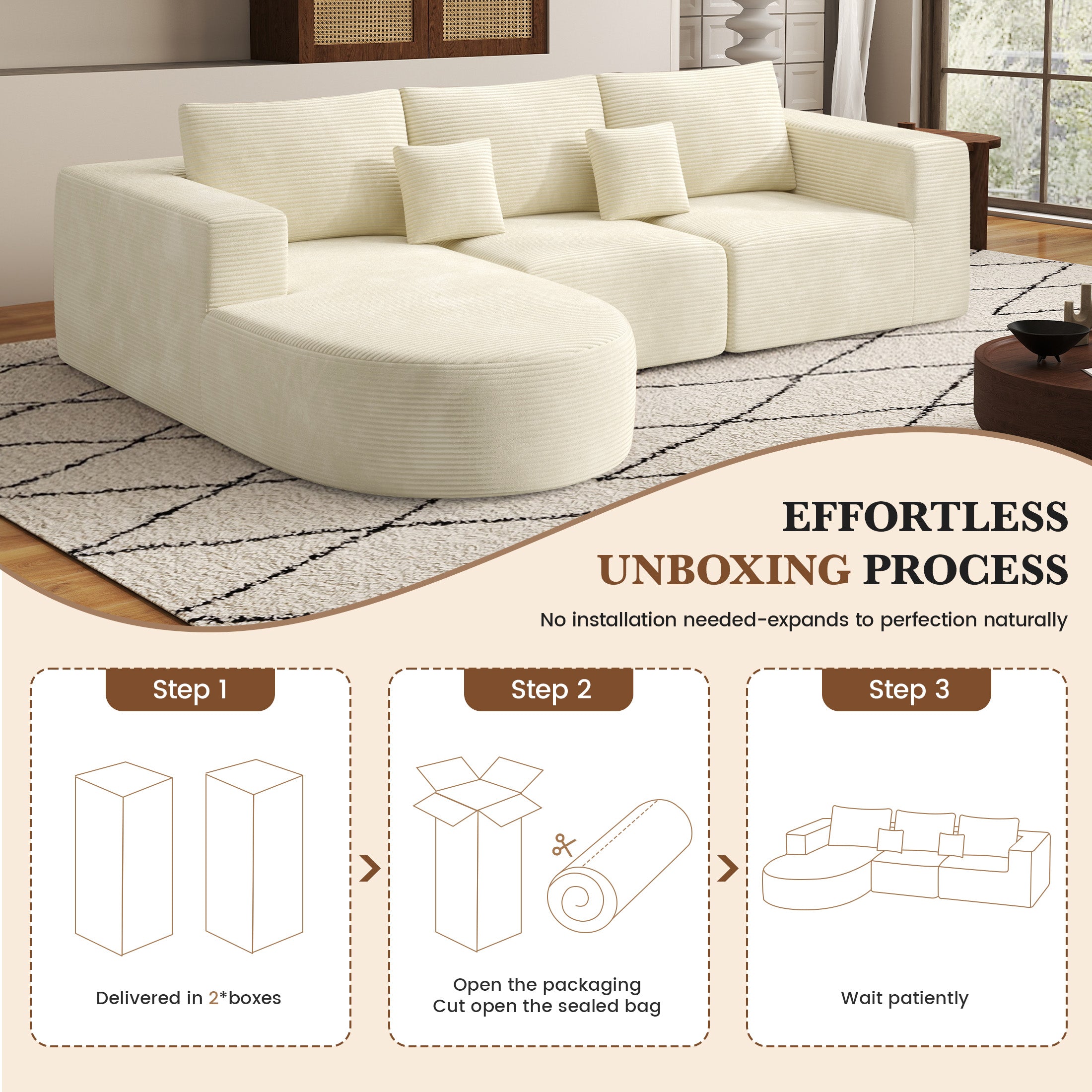 Daluvenix 104” Modular Sectional Sofa L-Shape Couch with Chaise