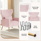 Daluvenix Velvet Accent Chair for Living Room, Modern Arm Chair with Pillow, Single Sofa Lounge Chair for Bedroom & Reading Room