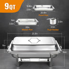 Daluvenix 4 Pack Chafing Dish Full Set 8QT Stainless Steel Rectangular Catering Chafer