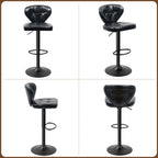 Daluvenix Adjustable Swivel Bar Stools Set of 2 with Backrest, Mid-Century PU Leather Upholstered Bar Chairs for Kitchen Island, 21.65"-31.5" Seat Height