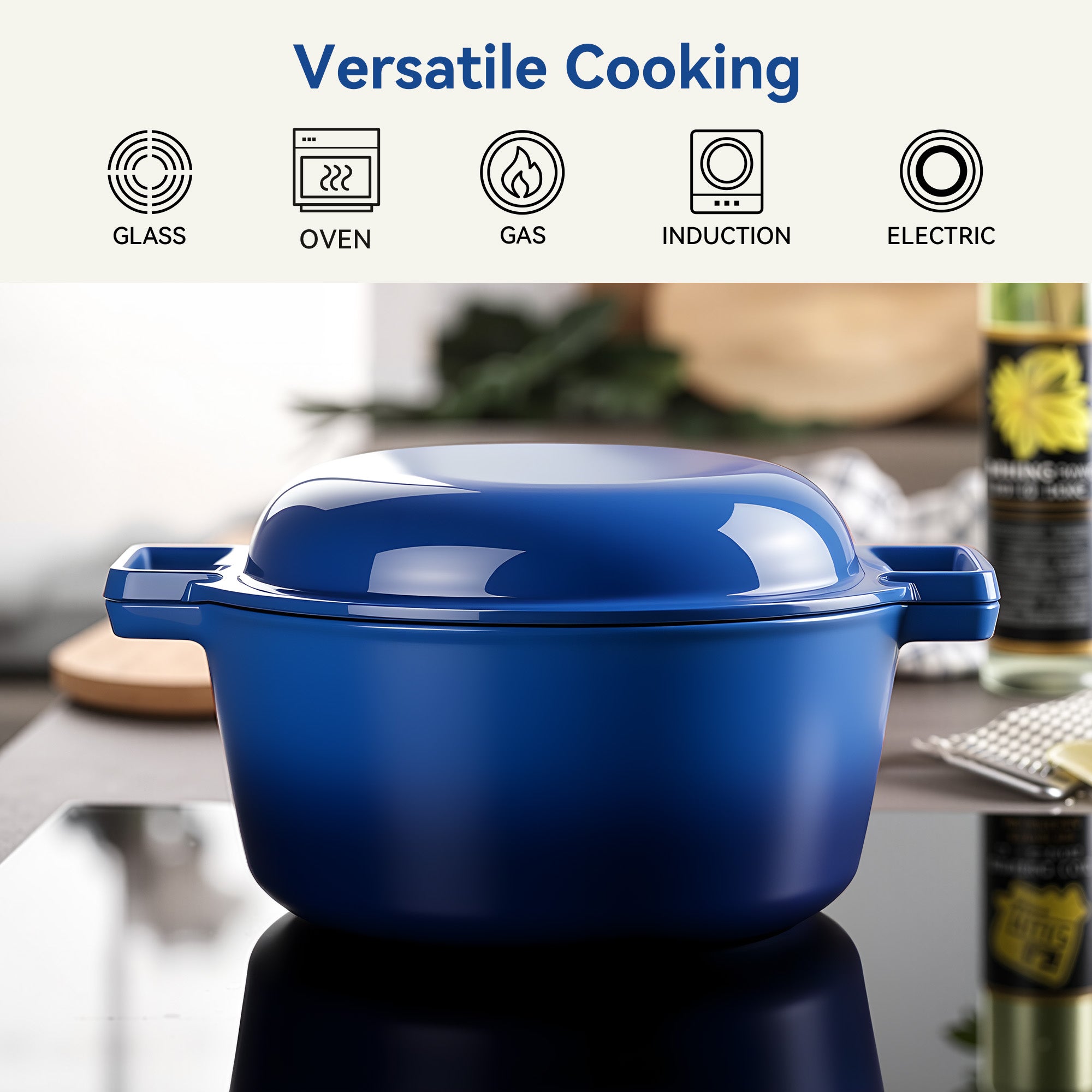 Daluvenix 2 in 1 Cast Iron Dutch Oven Pot with Skillet Lid, 6+2qt Pre-Seasoned Multipurpose Cookware for baking, braising, and stewing