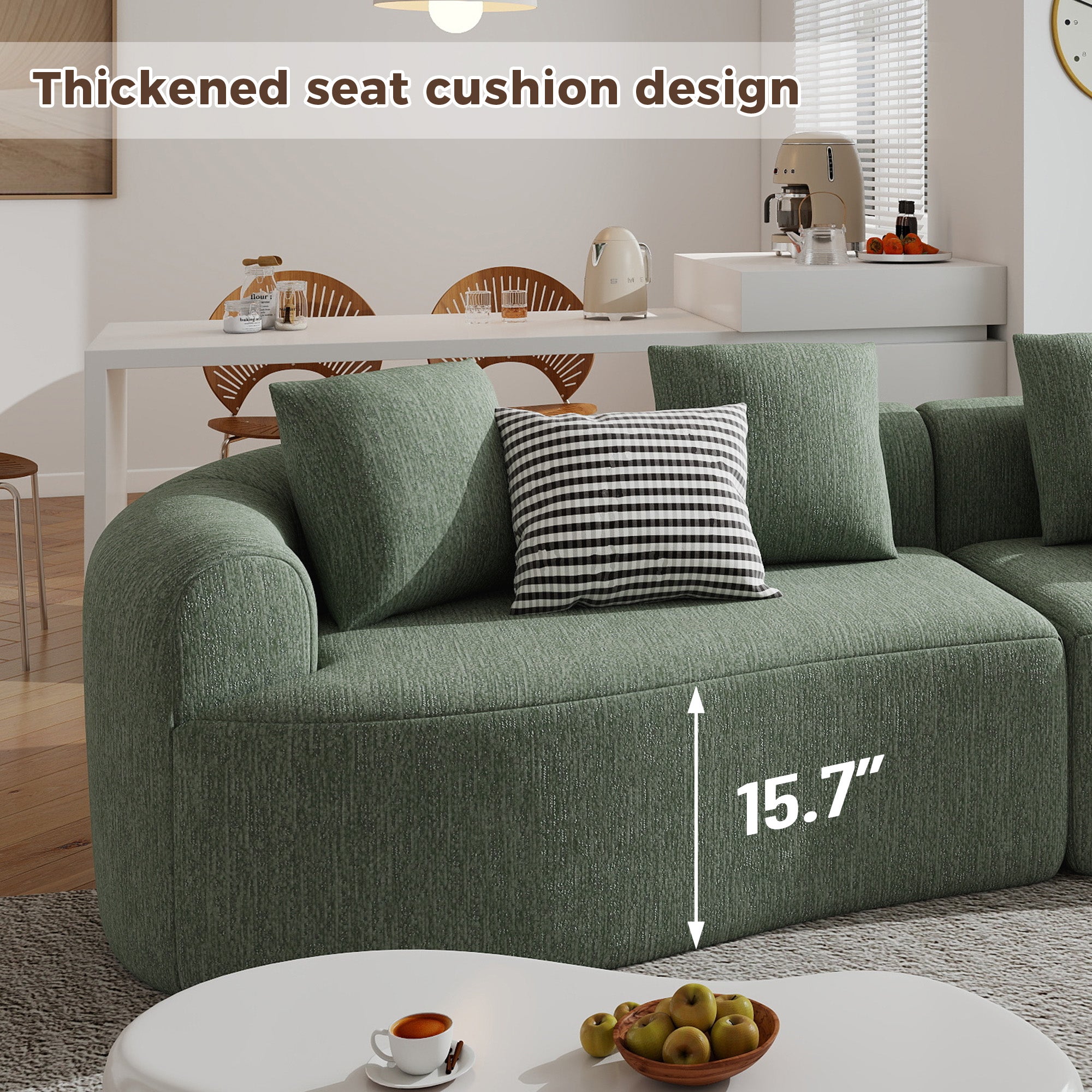 Daluvenix 110" Modular Sectional Sofa Modern 4 Seater Curved Sofa Couch for Living Room
