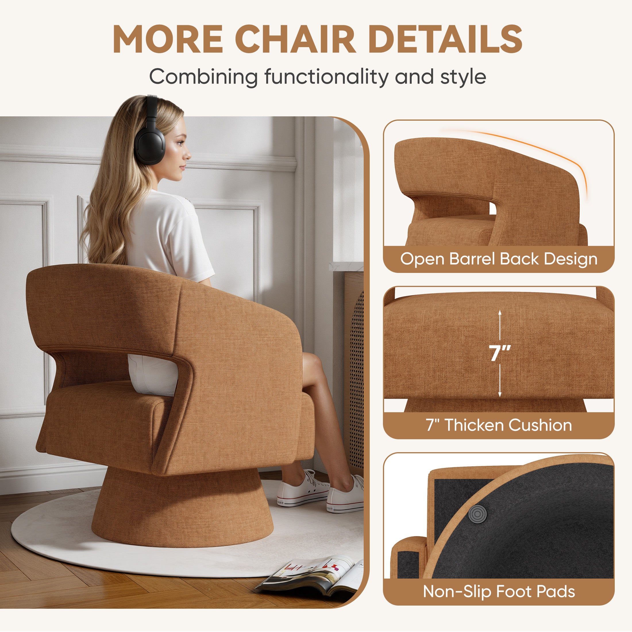 Daluvenix 360° Swivel Accent Chair Modern Luxury Barrel Chairs