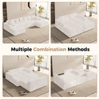 Daluvenix 131'' Modular Sectional Couch Modern U-Shaped Floor Sofa with Double Chaise