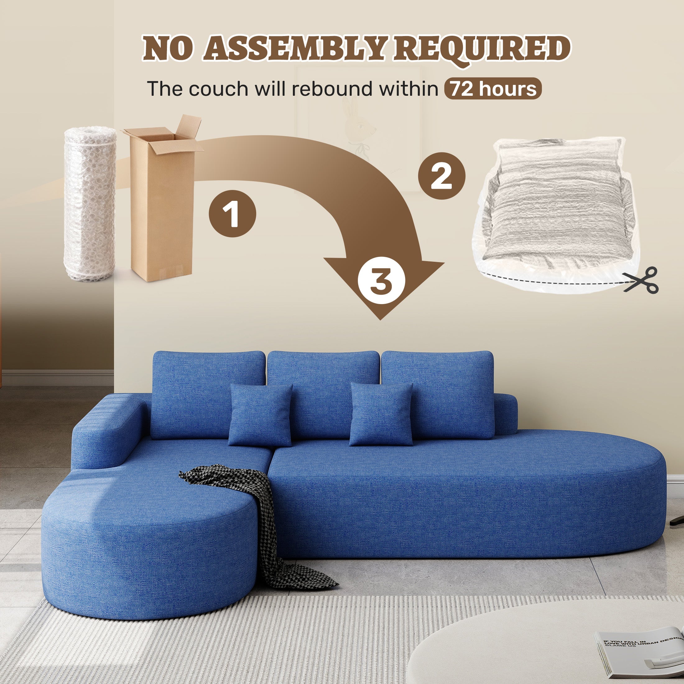 Daluvenix 112" L Shaped Modern Modular Sectional Curved Sofa