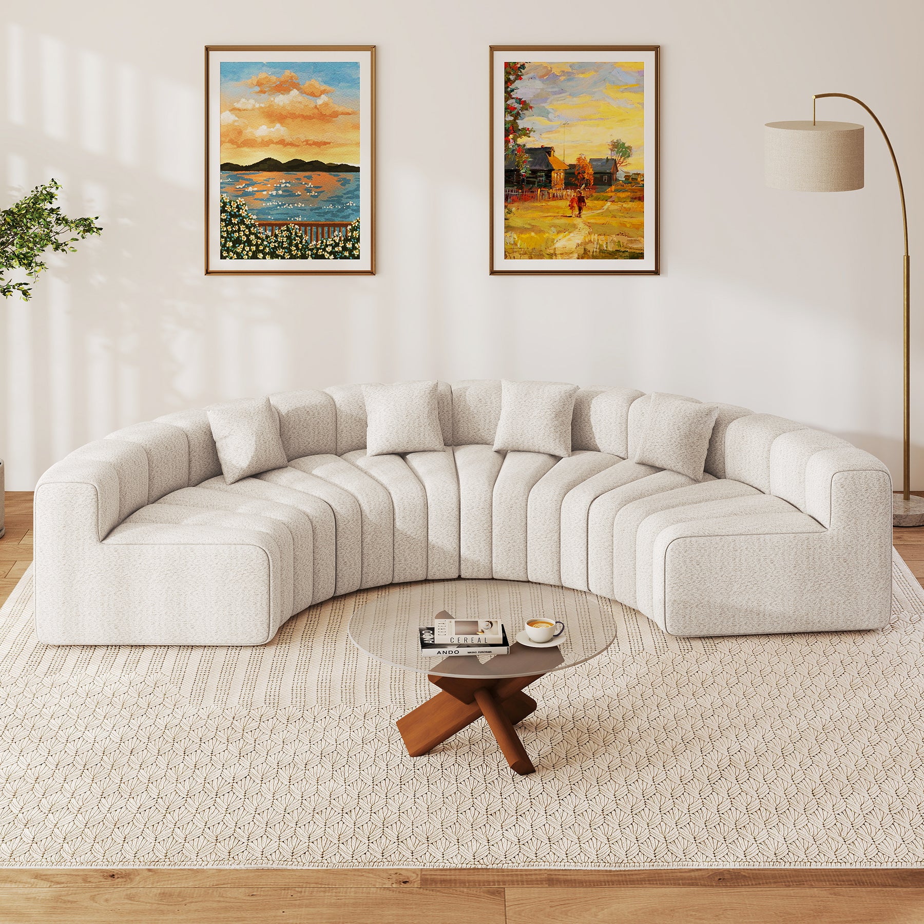 Daluvenix 128''Oversized Round Curved Sofa Modern Round Modular Sectional Sofa
