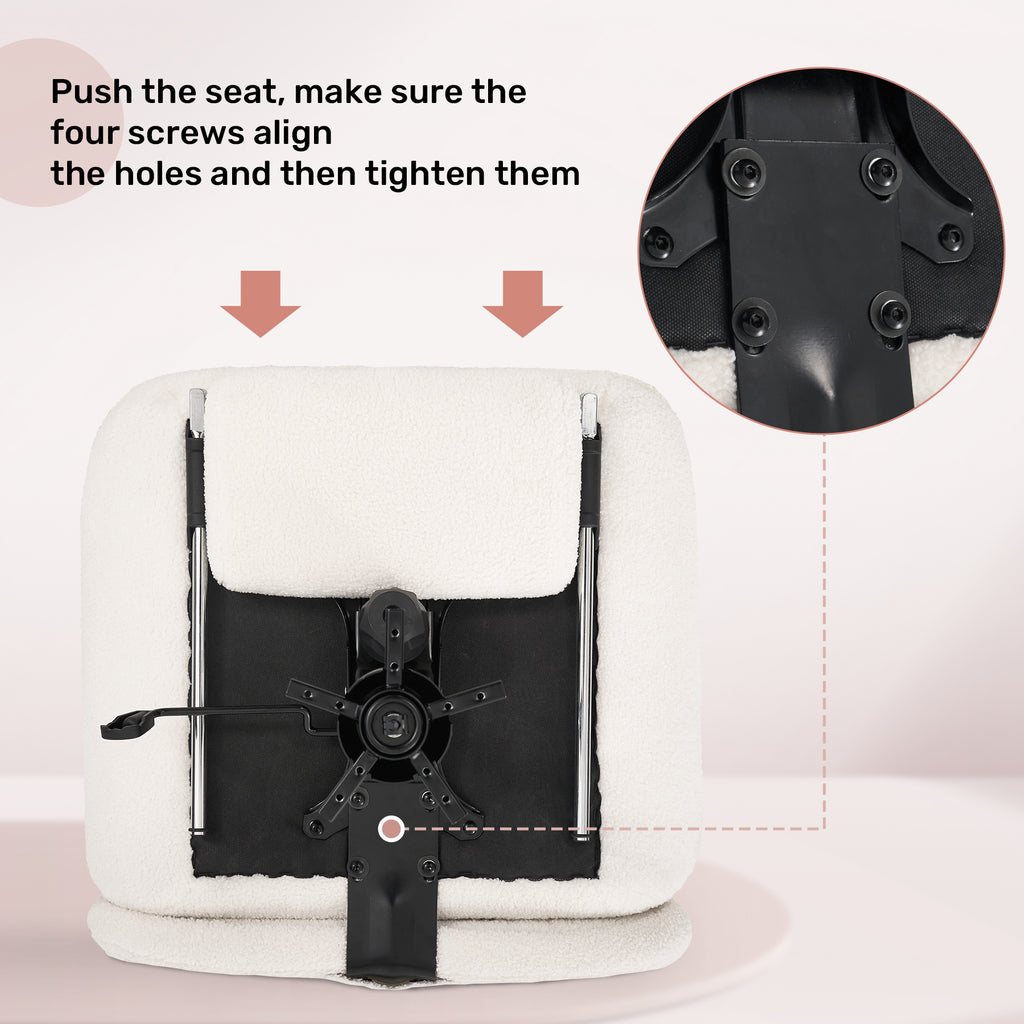 Daluvenix Office Chair, Ergonomic Extra Wide Big Desk Chair with Retractable Footrest, Height Adjustable Swivel Teddy Fleece Mid Back Home Chair with Wheels